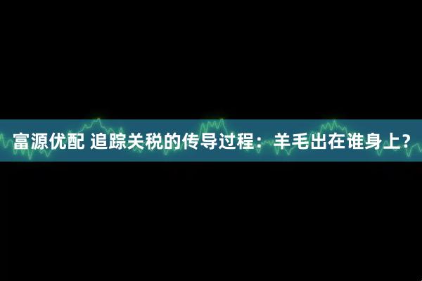 富源优配 追踪关税的传导过程：羊毛出在谁身上？